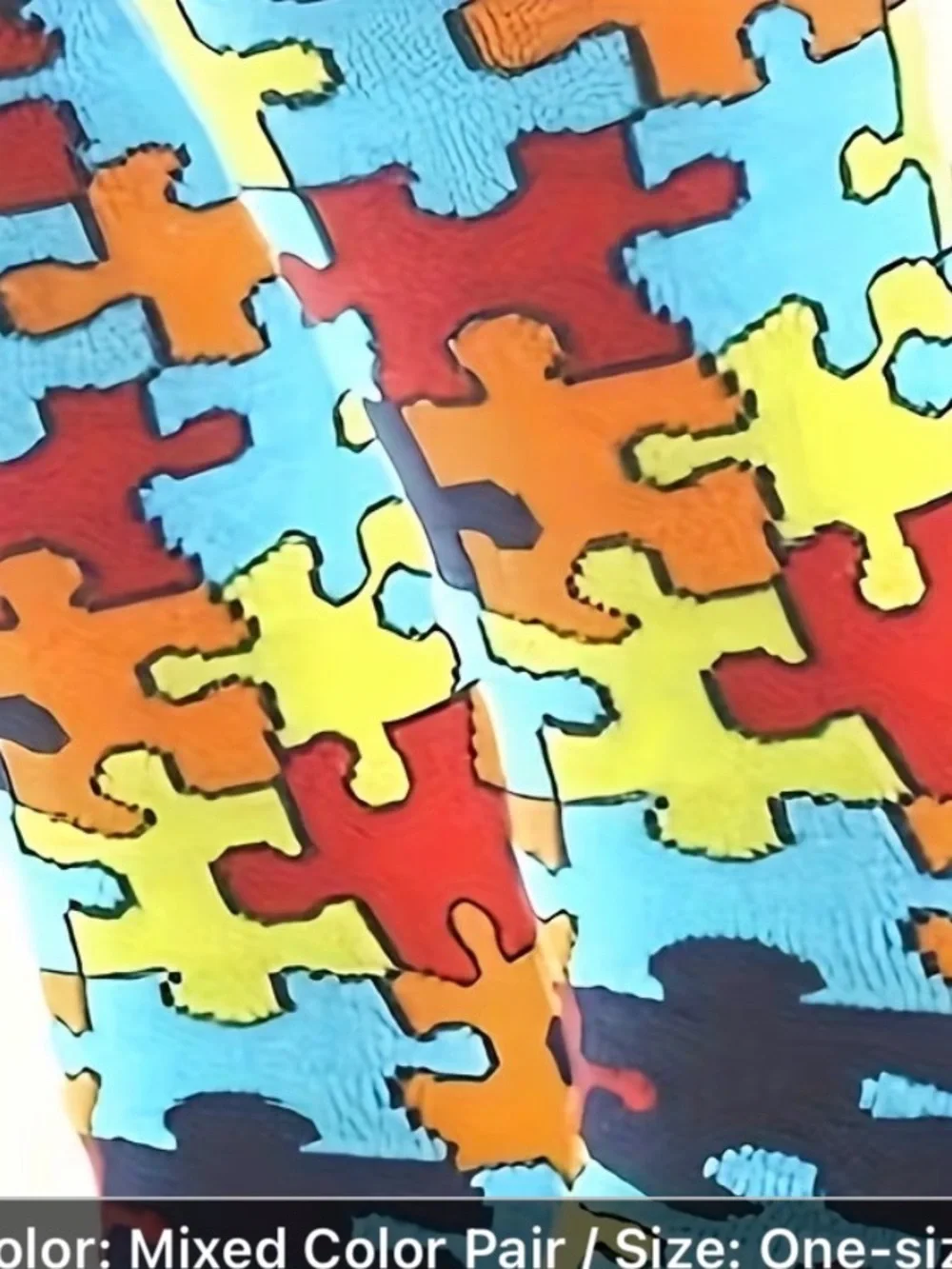 Autistic Awareness socks  Multicolor Puzzle Piece socks - Picture 3 of 3